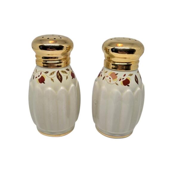 JEWEL TEA  AUTUMN LEAF FLUTED SALT AND PEPPER SHAKERS SET HALL CHINA 2004 NALCC - Picture 2 of 4